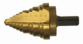HSS Titanium Nitride Coated Step Drill 3-Flatted Shank Type 78-AGN 